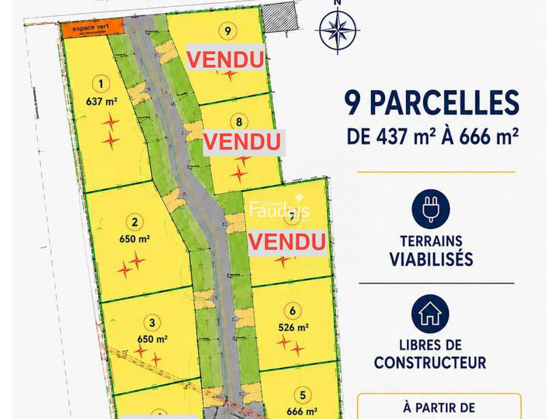 437 m² 9 terrains à bâtir viabilisés de 437 m² à 650 m² À