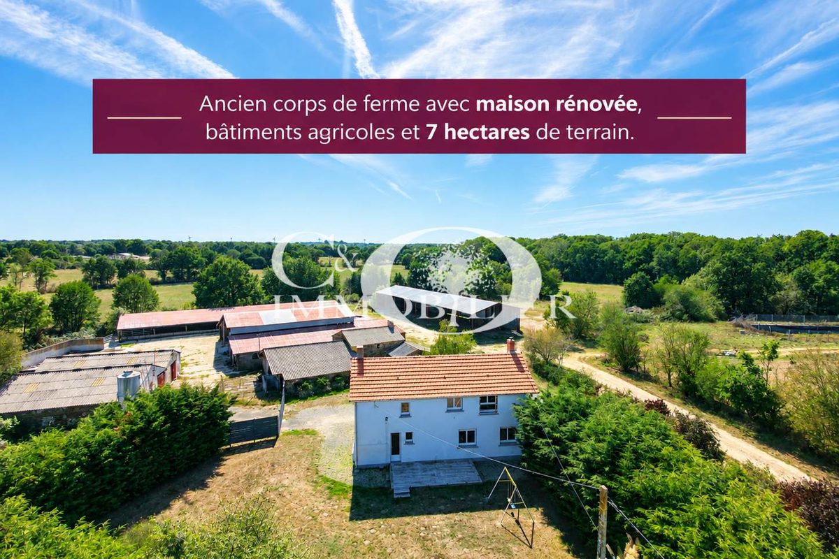 Ensemble immobilier – ancien corps de ferme – plus de 7 hectares